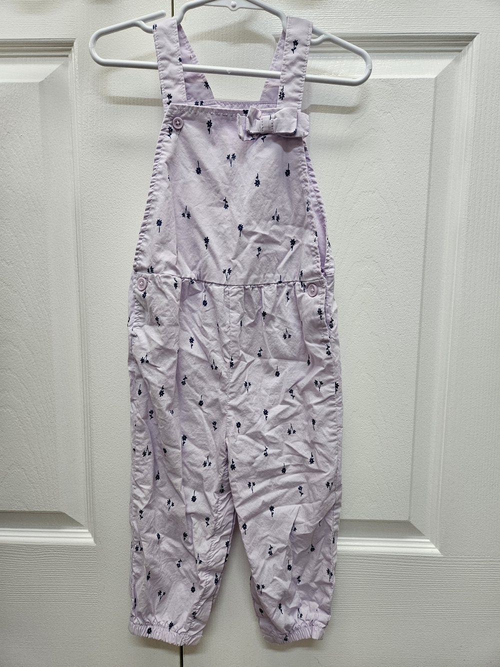 Lilac Baby Overalls with Floral Print sz 24mo Like New